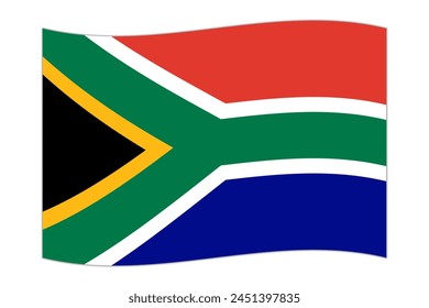 Waving flag of the country South Africa. Vector illustration.