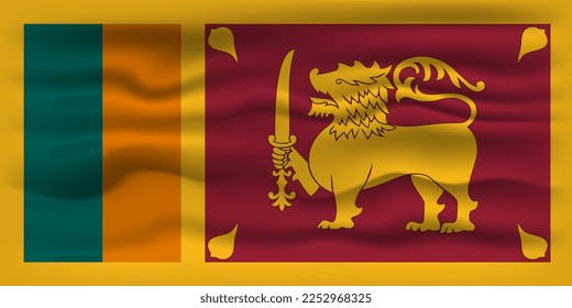 Waving flag of the country Sri Lanka. Vector illustration.
