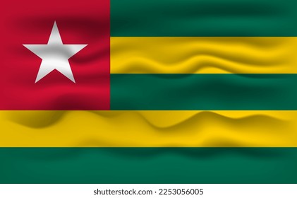 Waving flag of the country Togo. Vector illustration.
