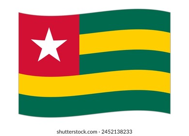 Waving flag of the country Togo. Vector illustration.