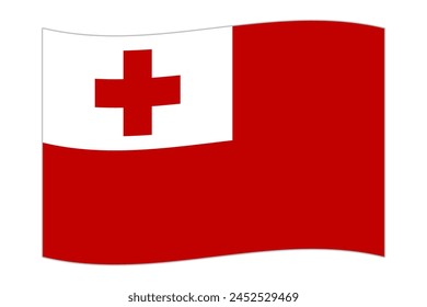 Waving flag of the country Tonga. Vector illustration.
