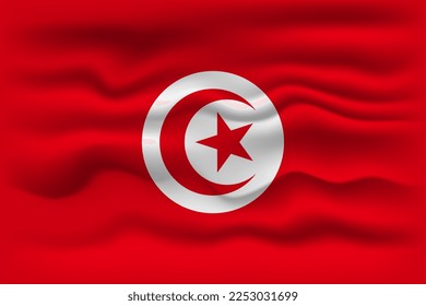 Waving flag of the country Tunisia. Vector illustration.