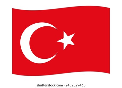 Waving flag of the country Turkey. Vector illustration.
