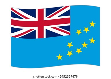 Waving flag of the country Tuvalu. Vector illustration.