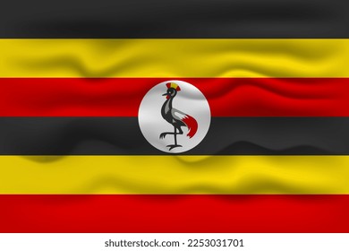 Waving flag of the country Uganda. Vector illustration.