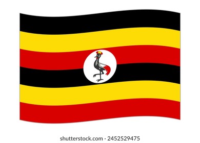 Ondeando la bandera del país Uganda. Ilustración vectorial.