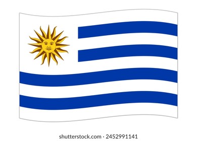 Winkende Flagge des Landes Uruguay. Vektorillustration.