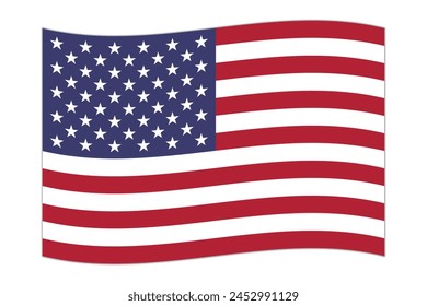 Waving flag of the country USA. Vector illustration.