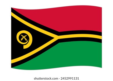 Waving flag of the country Vanuatu. Vector illustration.