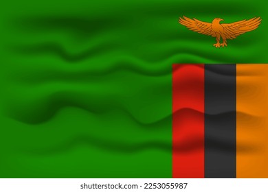 Waving flag of the country Zambia. Vector illustration.