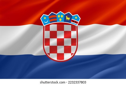 Bandera ondeando Croacia. 3.ª pancarta vectorial 