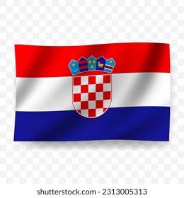Waving flag of Croatia. Illustration of flag on transparent background(PNG).