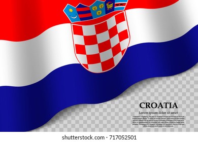 waving flag of Croatia on transparent background. Template for independence day. vector illustration