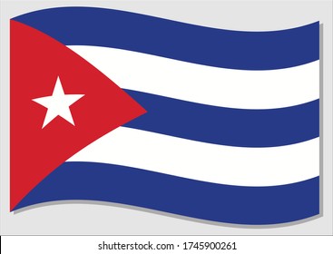 Waving flag of Cuba vector graphic. Waving Cuban flag illustration. Cuba country flag wavin in the wind is a symbol of freedom and independence.