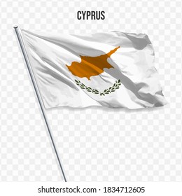 Waving flag of Cyprus. Illustration of flag of the Europe on the flagpole. 3d vector icon isolated on transparent background