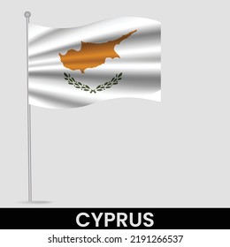 Waving flag of Cyprus on flagpole. Template for independence day poster design
