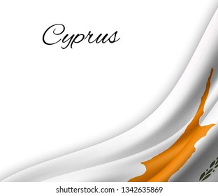 waving flag of Cyprus on white background. Template for independence day. vector illustration
