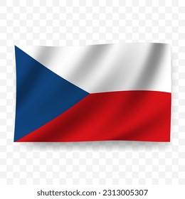 Waving flag of Czech. Illustration of flag on transparent background(PNG).