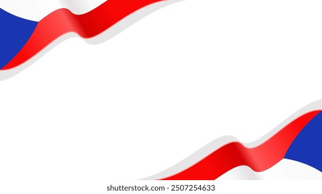 Waving flag of Czech Republic isolated background, with copy space for text