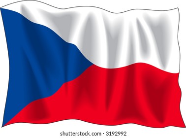 Waving flag of "Czech Republic" isolated on white