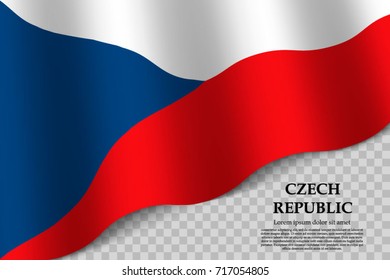 waving flag of Czech Republic on transparent background. Template for independence day. vector illustration
