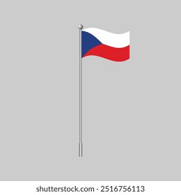 Bandera ondeante de la República Checa. Ilustración vectorial