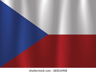 Waving flag of Czech Republic, vector, satin
