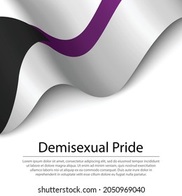 Waving flag of Demisexual Pride on white background. Banner or ribbon vector template 
