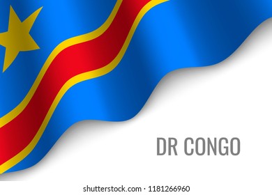waving flag of Democratic Republic of the Congo with copyspace. Template for brochure. vector illustration
