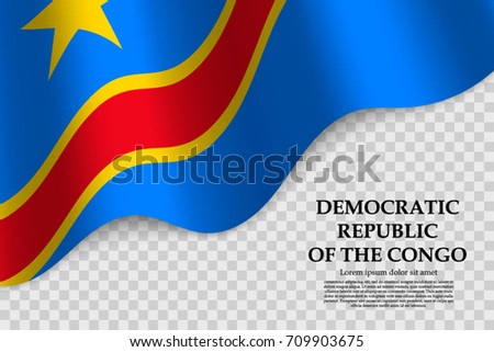 waving flag of Democratic Republic of the Congo on transparent background. Template for independence day. vector illustration
