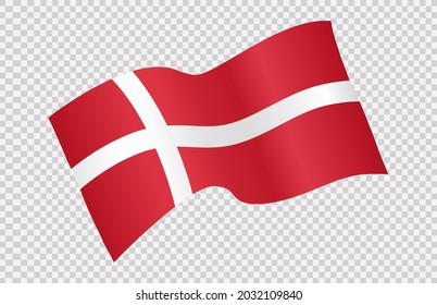 Bandera onduladora de Dinamarca aislada en la png o fondo transparente,Símbolo de Dinamarca,plantilla para banner,tarjeta,publicidad ,promoción, ilustración vectorial top oro medalla de oro país ganador