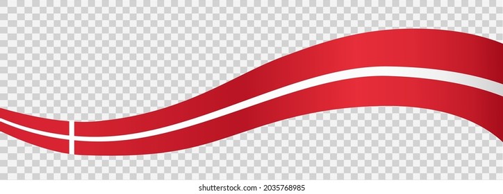 Waving flag of Denmark isolated  on png or transparent  background,Symbol of Denmark,template 