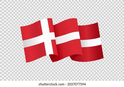 Waving flag of Denmark isolated  on png or transparent  background,Symbol of Denmark,template for banner,card,advertising ,promote, vector illustration top gold medal sport winner country