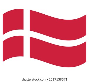 Waving flag of Denmark isolated on white. Vector