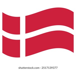 Waving flag of Denmark isolated on white. Vector