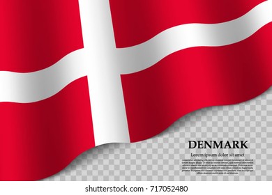 waving flag of Denmark on transparent background. Template for independence day. vector illustration