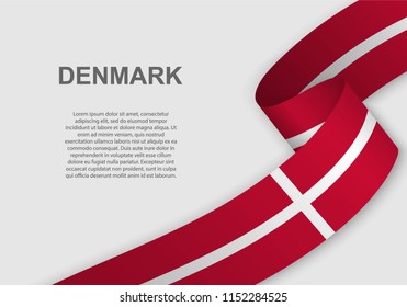 waving flag of Denmark. Template for independence day. vector illustration