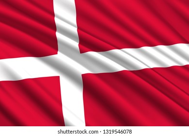 waving flag of Denmark. Vector illustration