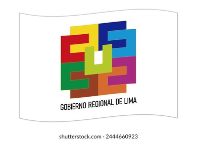 Waving flag of Department of Lima, administrative division of Peru. Vector illustration.