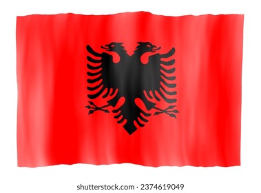 Waving Flag Design For Albania