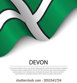 Bandera onduladora de Devon es un condado de Inglaterra con fondo blanco. Plantilla vectorial de banderas o cintas 