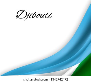 waving flag of Djibouti on white background. Template for independence day. vector illustration