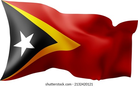 Waving flag of the East Timor. Illustration of wavy East Timor Flag. Flag on transparent background - vector illustration.