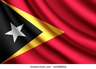 Waving flag of East Timor, vector