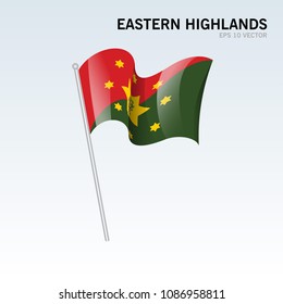 Waving flag of Eastern Highlands provinces,autonomous region,district of Papua New Guinea isolated on gray background