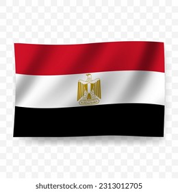 Waving Fahne von Ägypten. Illustration der Flagge auf transparentem Hintergrund (PNG).