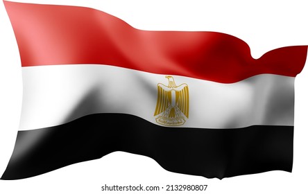 Waving flag of the Egypt. Illustration of wavy Egypt Flag. Flag on transparent background - vector illustration.