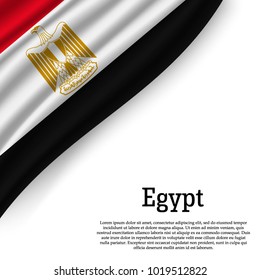 waving flag of Egypt on white background. Template for independence day. vector illustration
