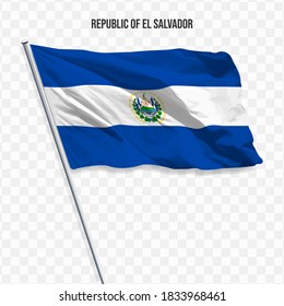 Bandera ondeando El Salvador. Ilustración de la bandera del continente americano en el asta. Icono vectorial 3d aislado en fondo transparente