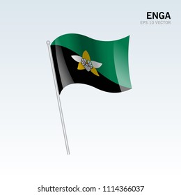 Waving flag of Enga provinces,autonomous region,district of Papua New Guinea isolated on gray background